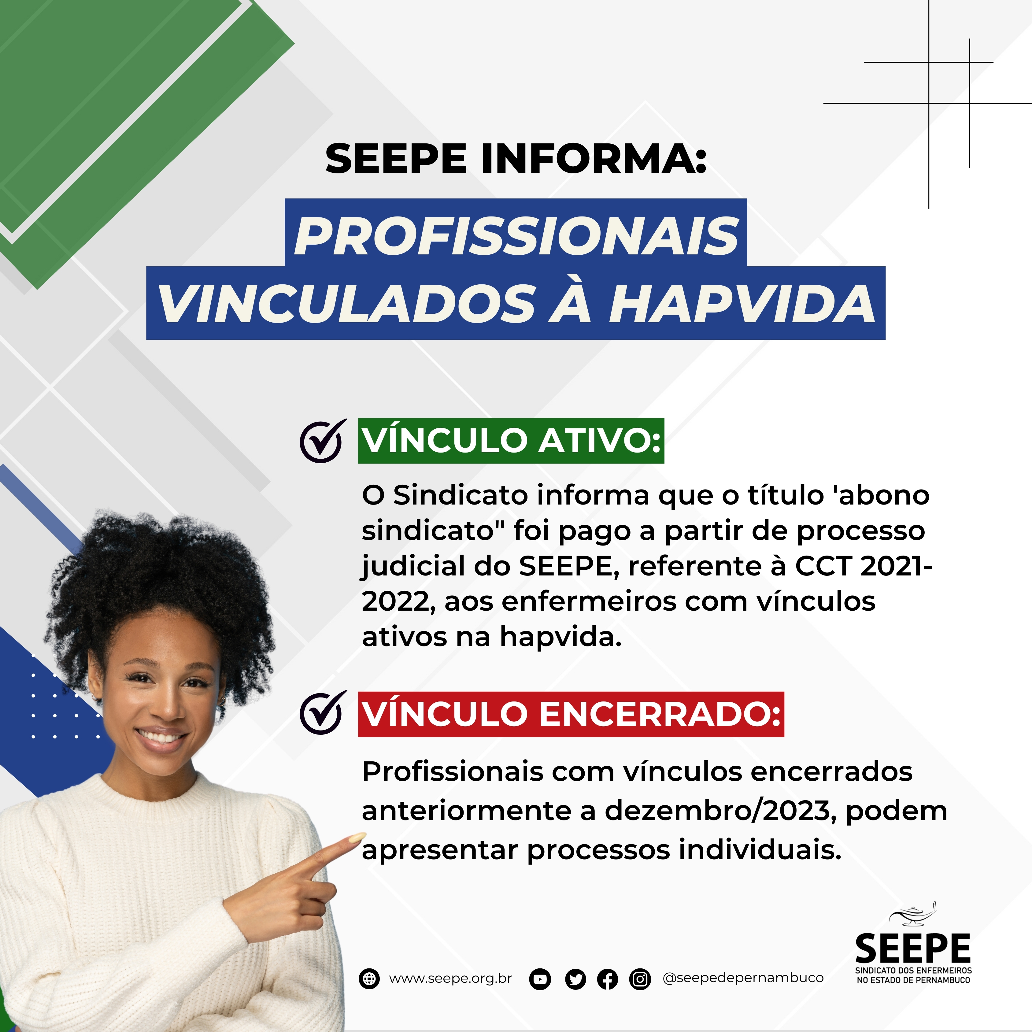 SEEPE informa: Profissionais vinculados à Hapvida