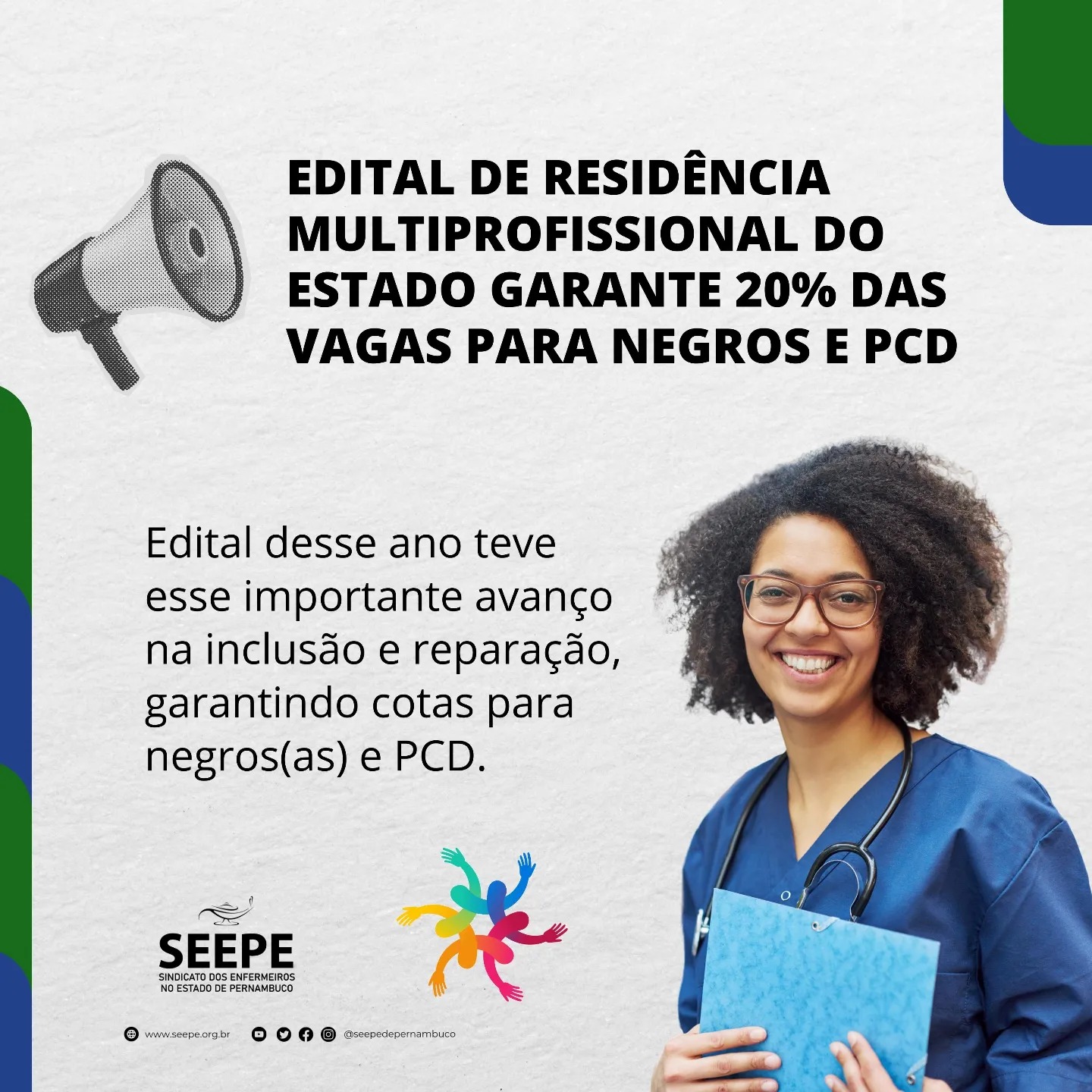 Edital de Residência multiprofissional do Estado garante 20% das vagas para negros e PCD.