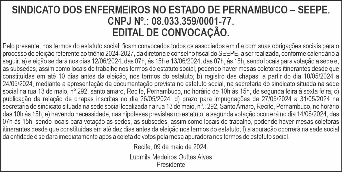 Edital de convocação para a eleição do triênio 2024-2027