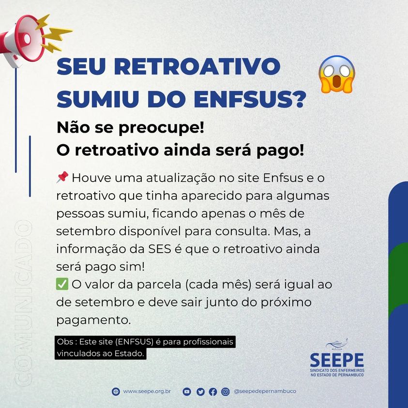 Seu retroativo sumiu do Enfsus?